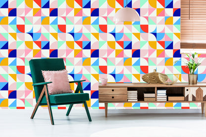 Wallpaper Colorful Variation In Retro Style