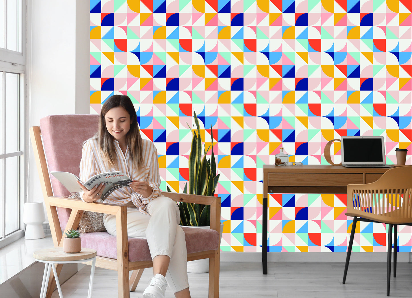 Wallpaper Colorful Variation In Retro Style