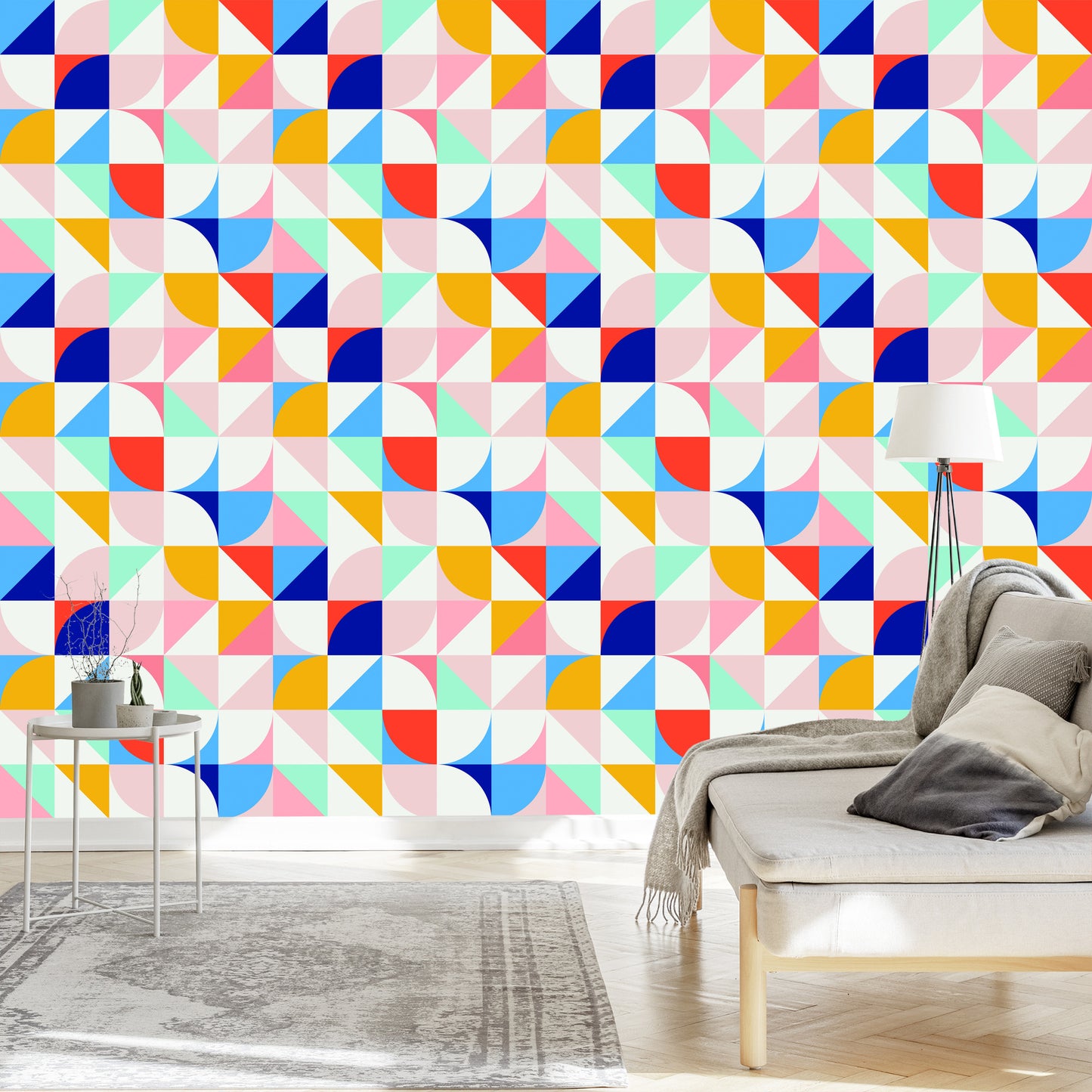 Wallpaper Colorful Variation In Retro Style
