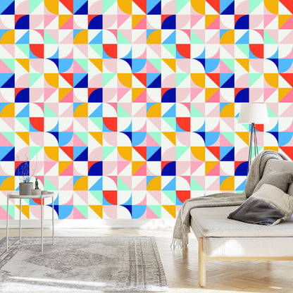 Wallpaper Colorful Variation In Retro Style