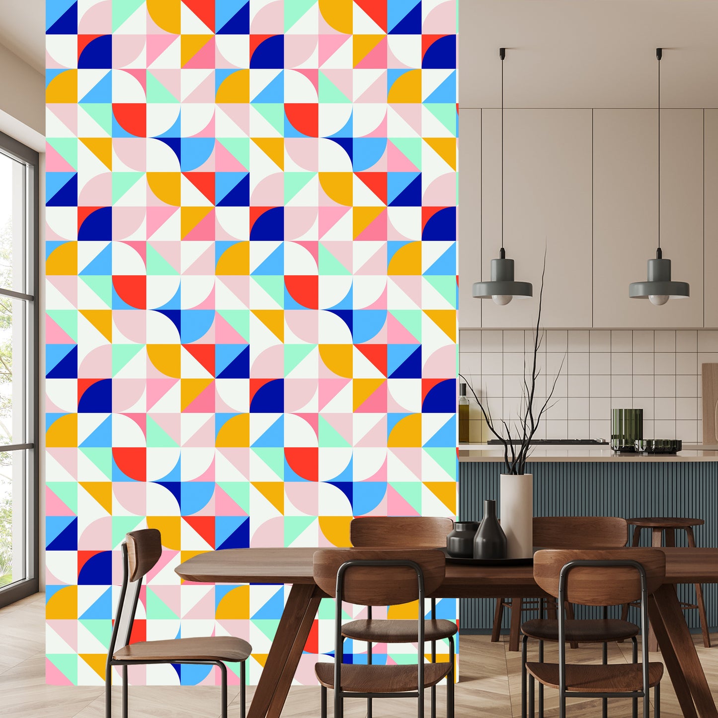 Wallpaper Colorful Variation In Retro Style