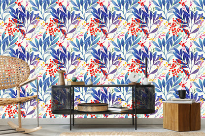 Wallpaper Colorful Flowers In Retro Style