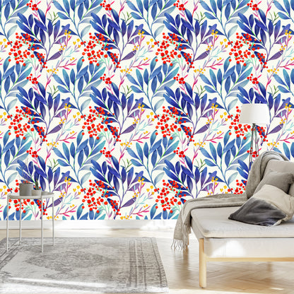 Wallpaper Colorful Flowers In Retro Style