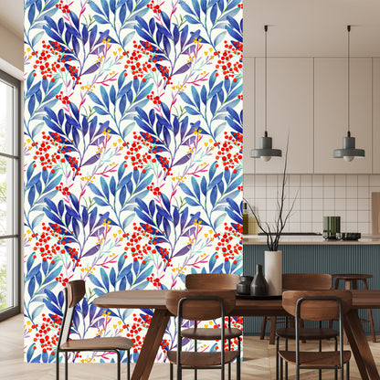 Wallpaper Colorful Flowers In Retro Style