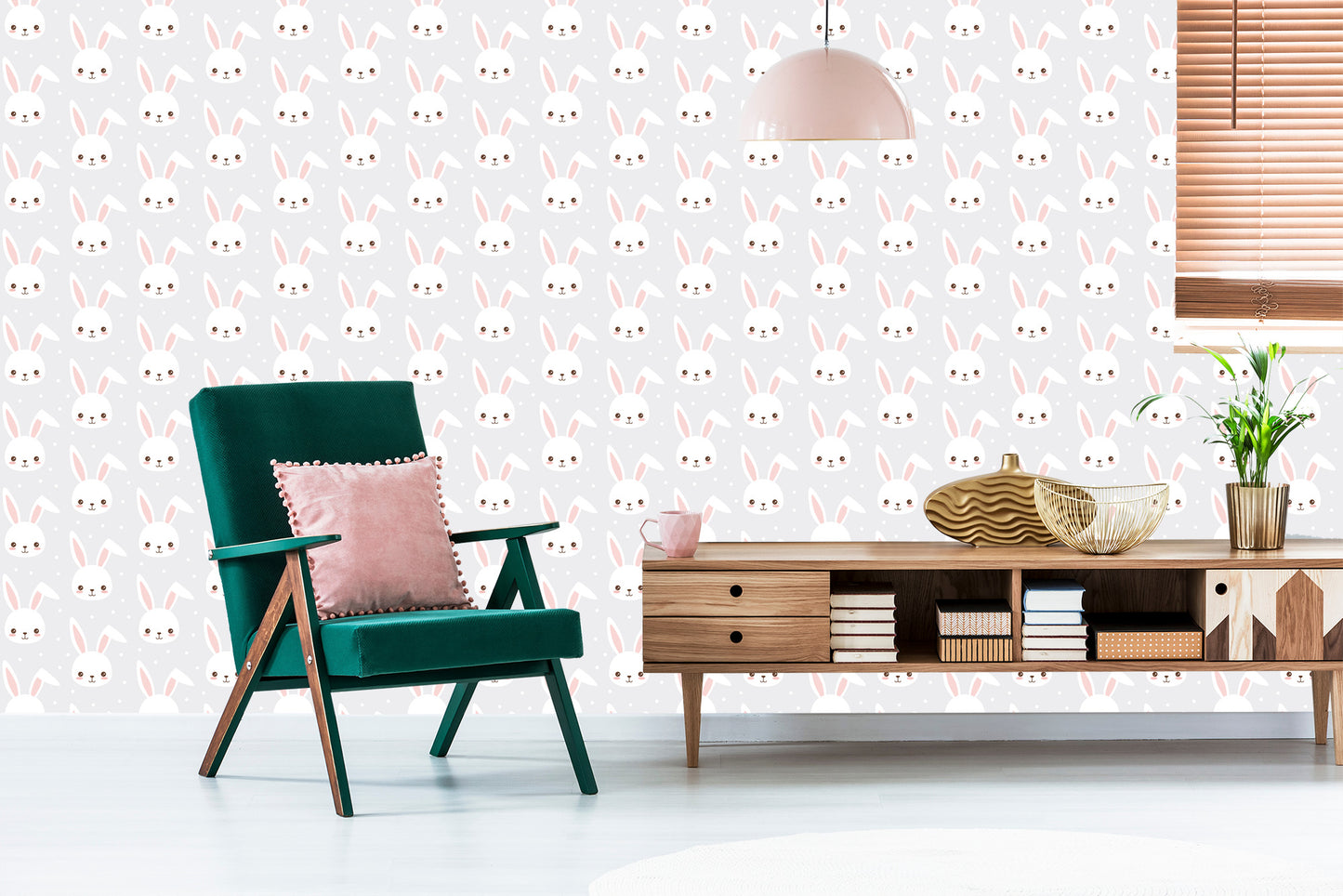 Wallpaper Rabbits On A Grey Background