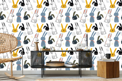 Wallpaper Rabbits On A White Background
