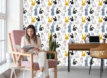 Wallpaper Rabbits On A White Background