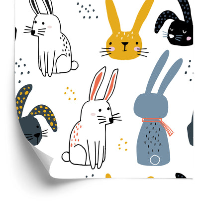 Wallpaper Rabbits On A White Background