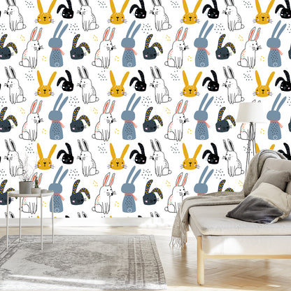 Wallpaper Rabbits On A White Background