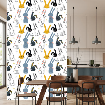 Wallpaper Rabbits On A White Background