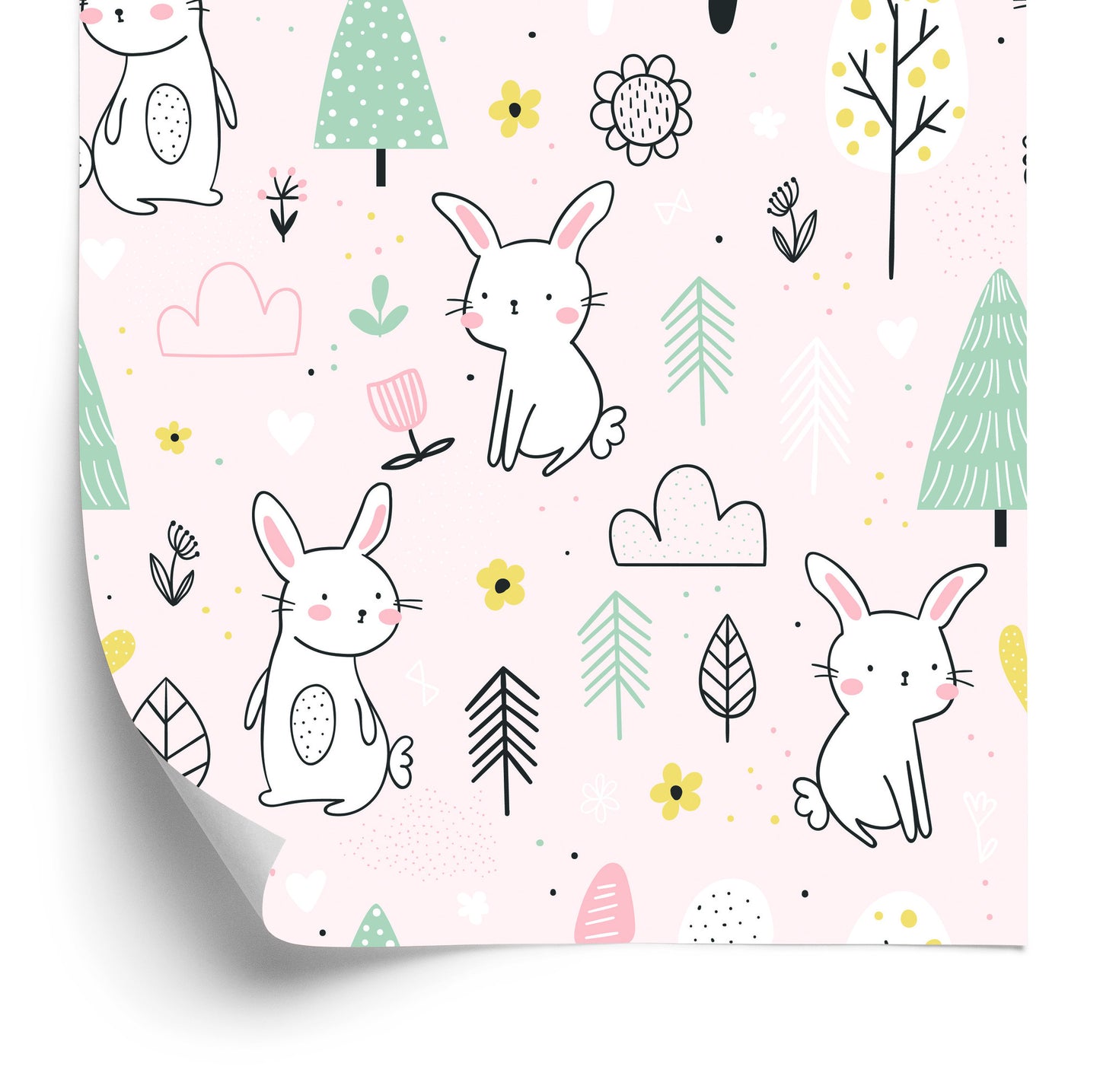 Wallpaper Rabbits Among Trees