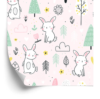 Wallpaper Rabbits Among Trees