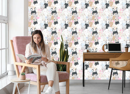 Wallpaper Rabbits On Light Background