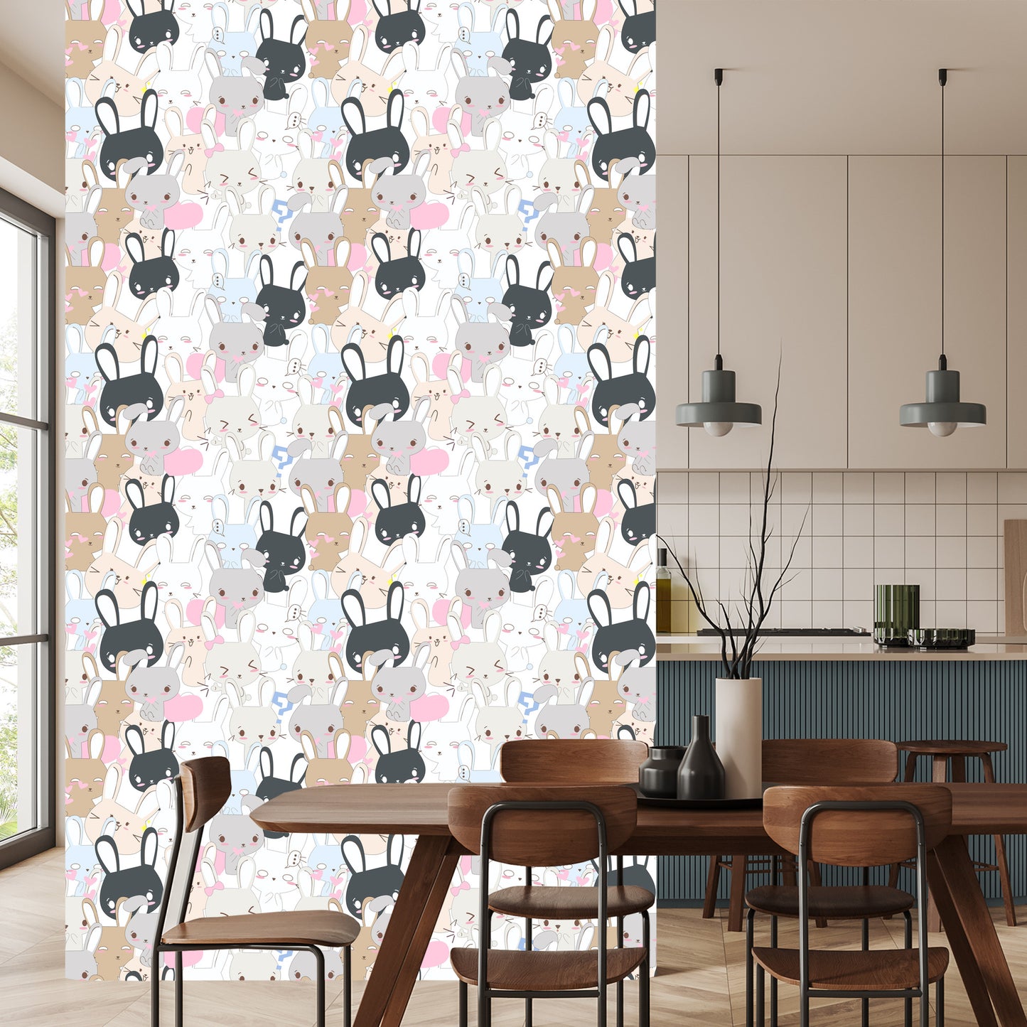 Wallpaper Rabbits On Light Background