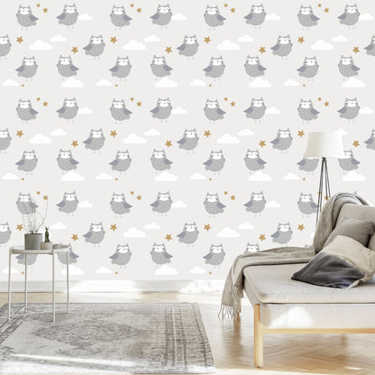 Wallpaper Owls Among The Clouds