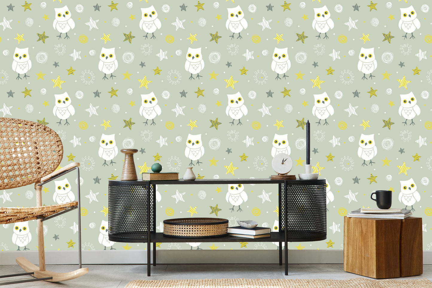 Wallpaper Owls With Stars On The Background
