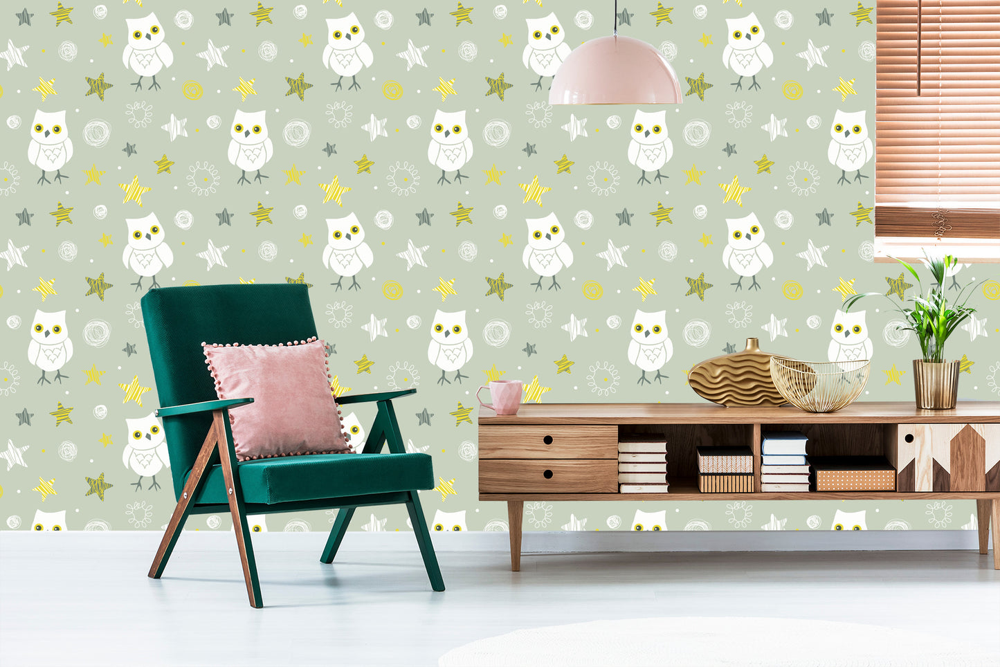 Wallpaper Owls With Stars On The Background