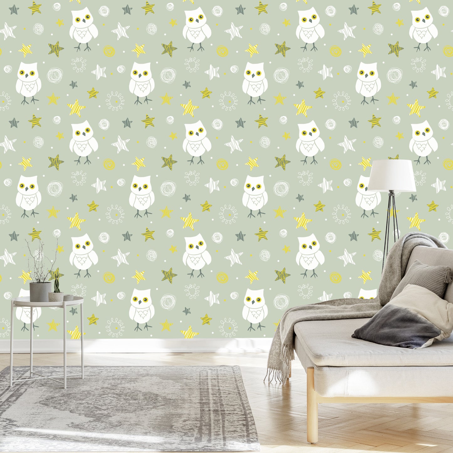 Wallpaper Owls With Stars On The Background