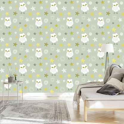 Wallpaper Owls With Stars On The Background
