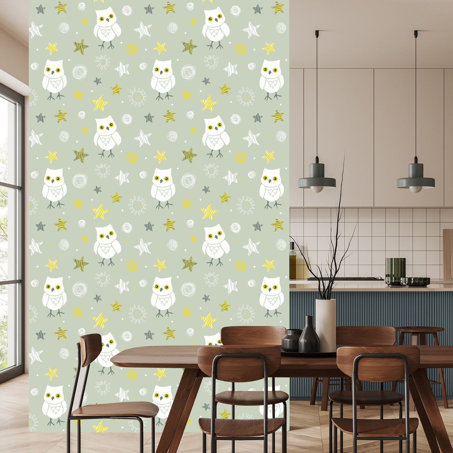 Wallpaper Owls With Stars On The Background