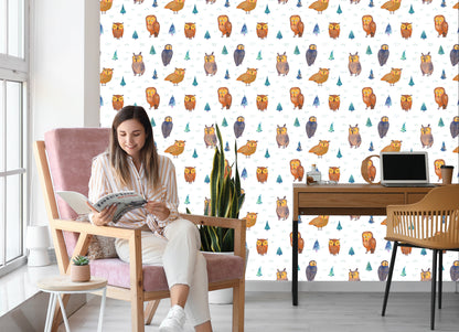 Wallpaper Owls With Trees On The Background