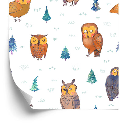 Wallpaper Owls With Trees On The Background