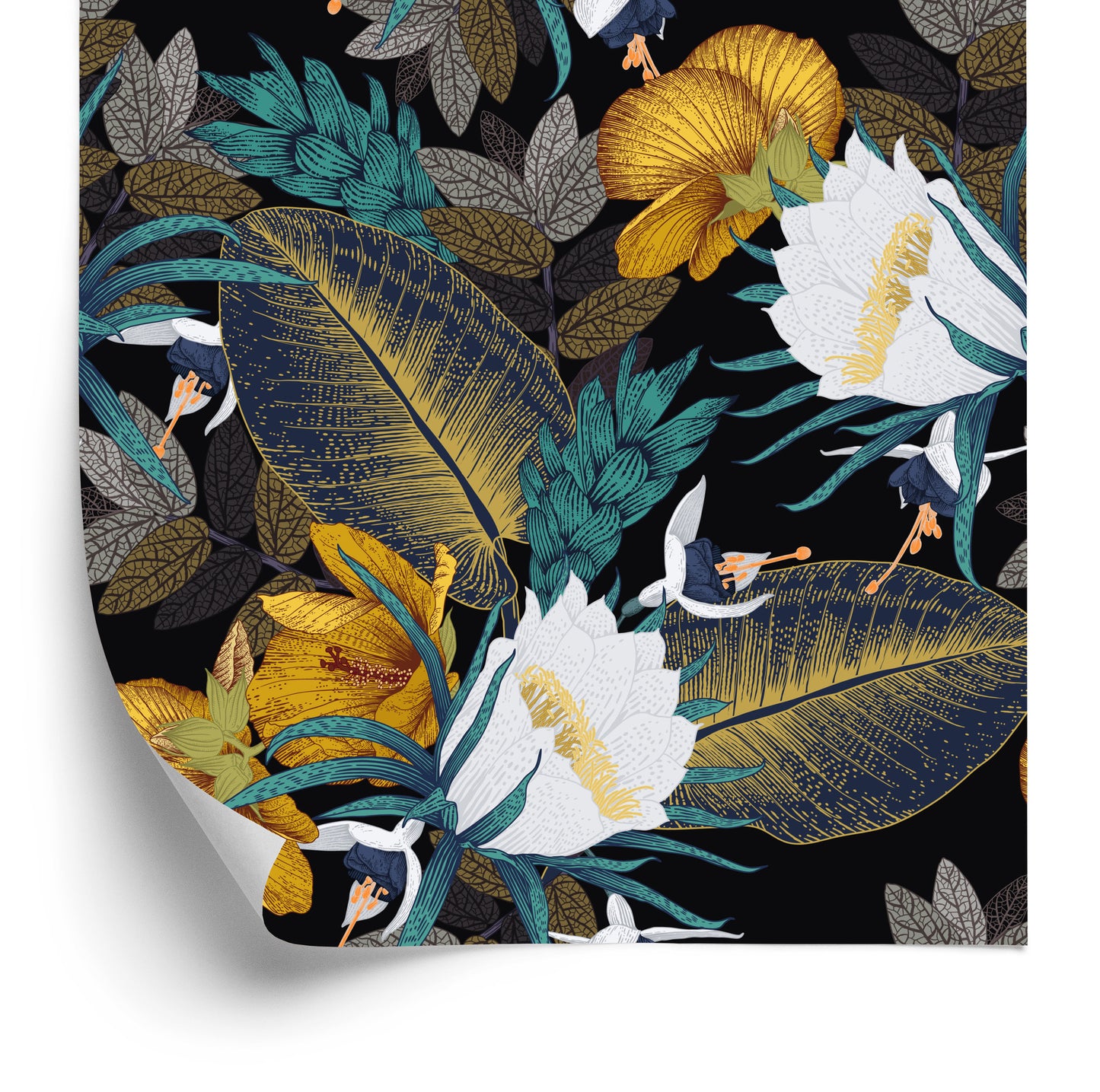 Wallpaper Exotic Leaves And Flowers