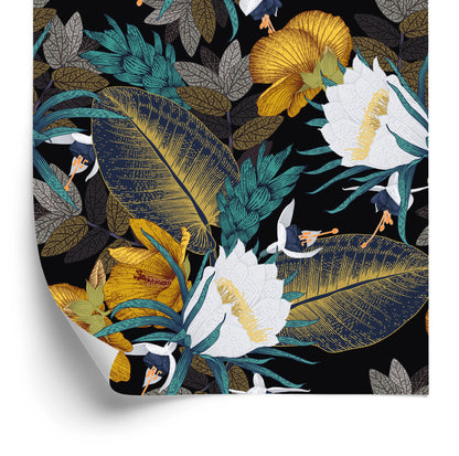 Wallpaper Exotic Leaves And Flowers