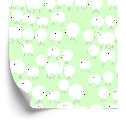 Wallpaper Sheeps On A Green Background