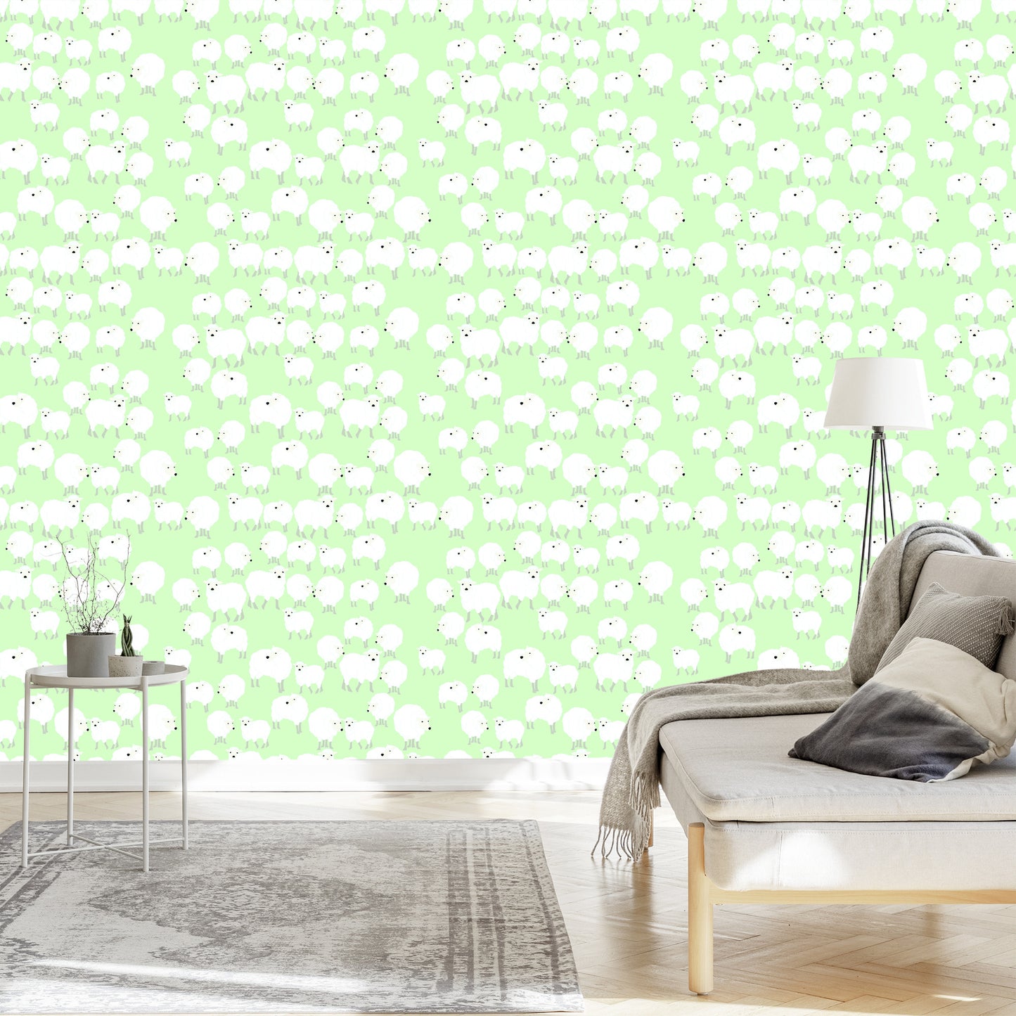 Wallpaper Sheeps On A Green Background