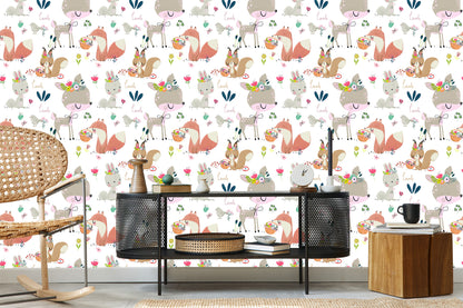 Wallpaper Forest Animals And Flowers