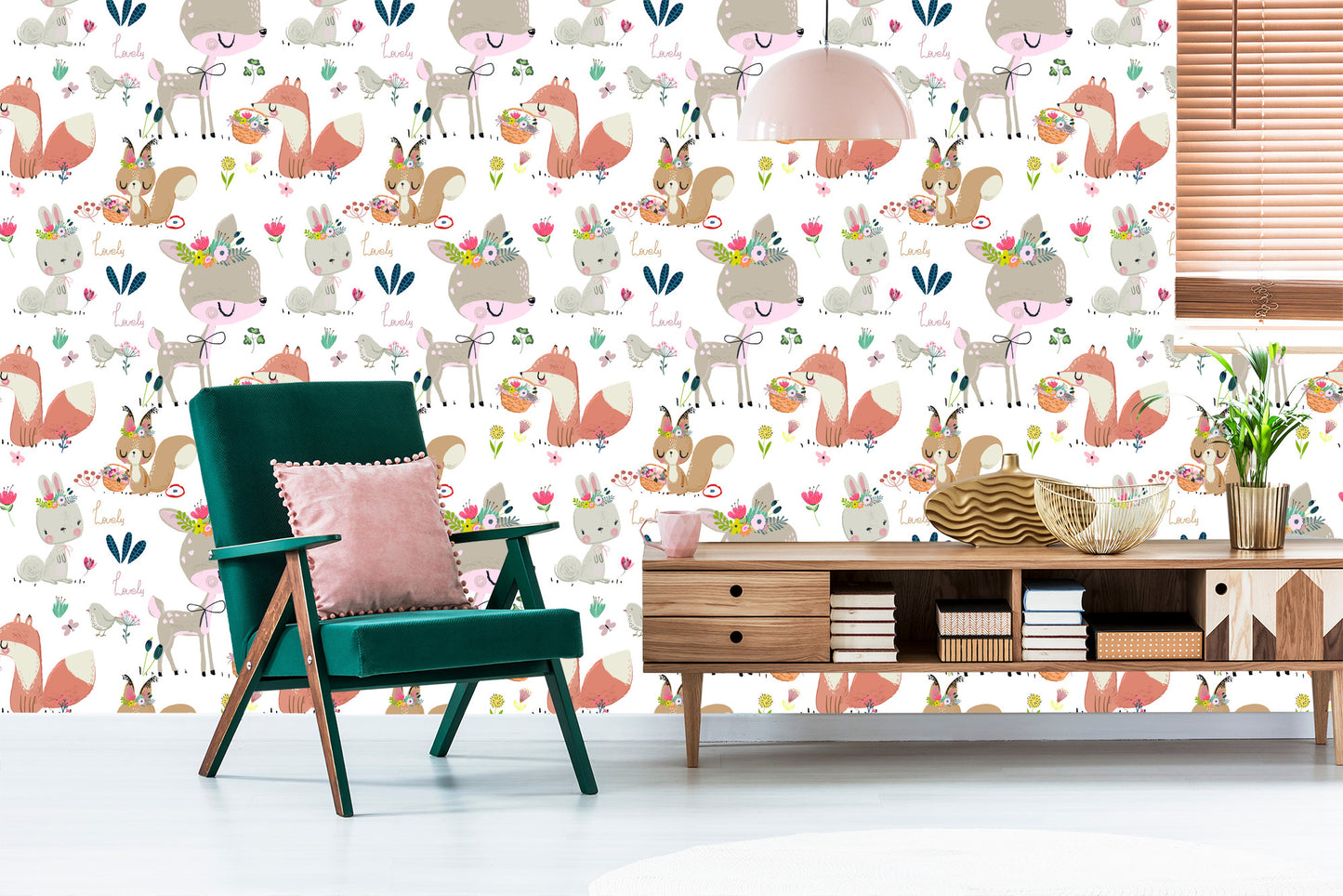 Wallpaper Forest Animals And Flowers