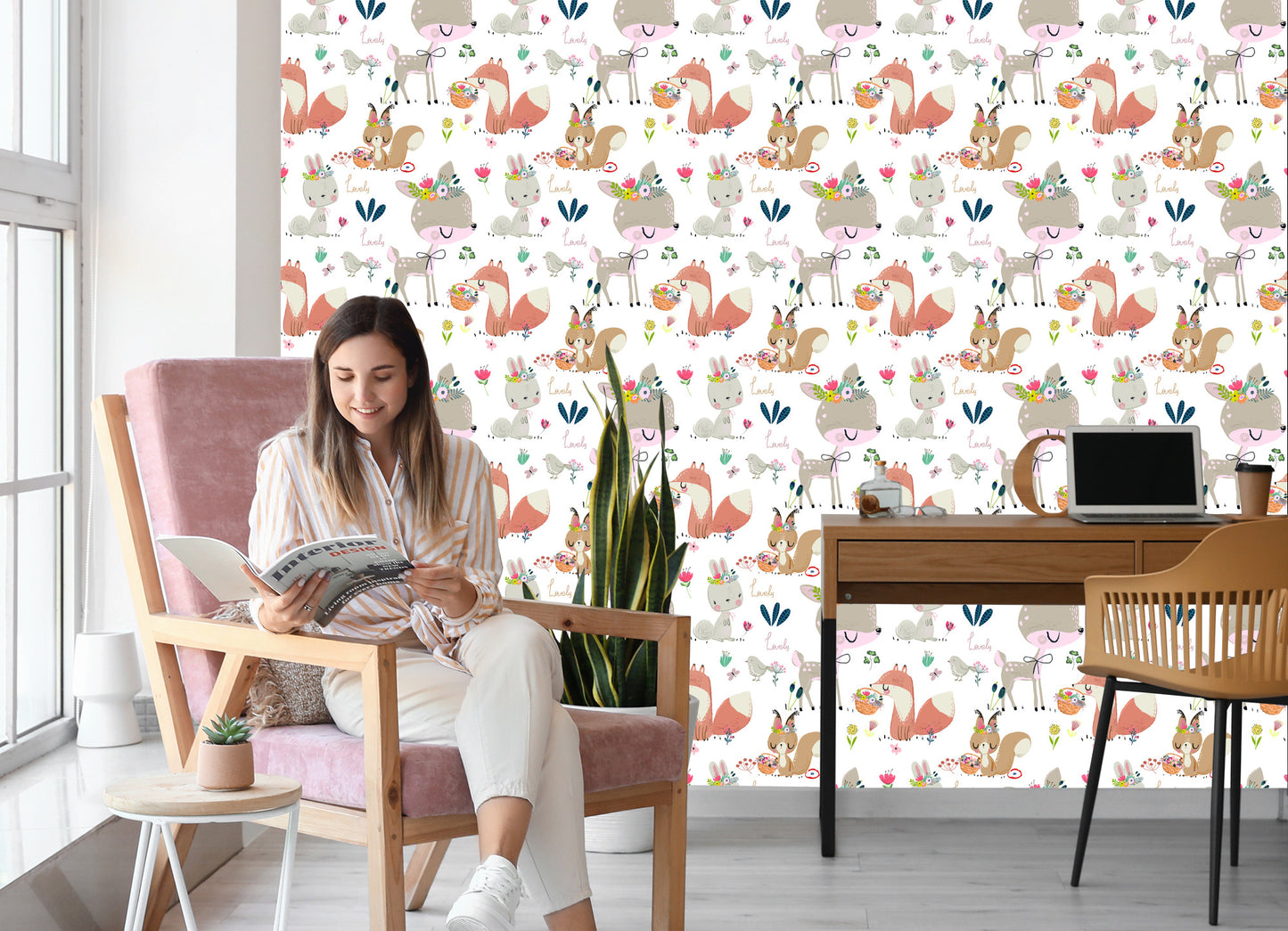 Wallpaper Forest Animals And Flowers