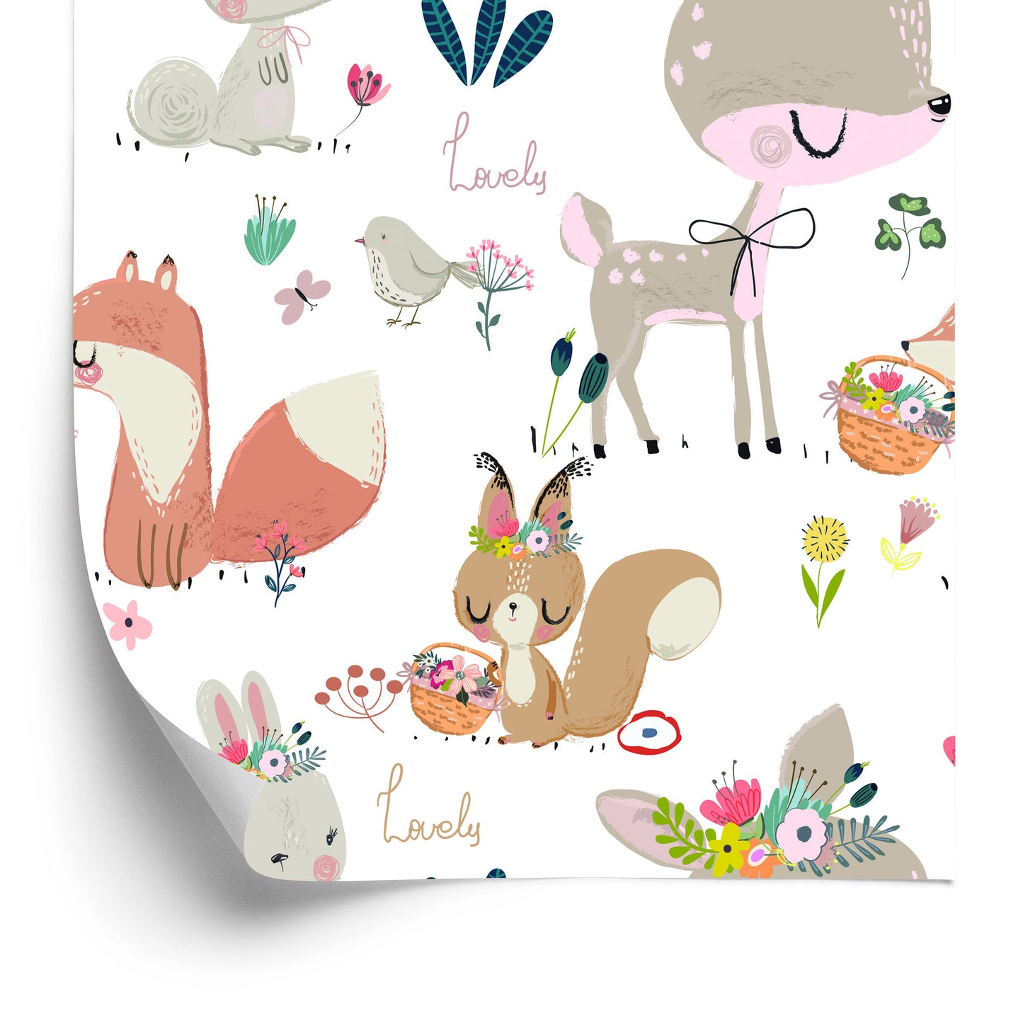 Wallpaper Forest Animals And Flowers