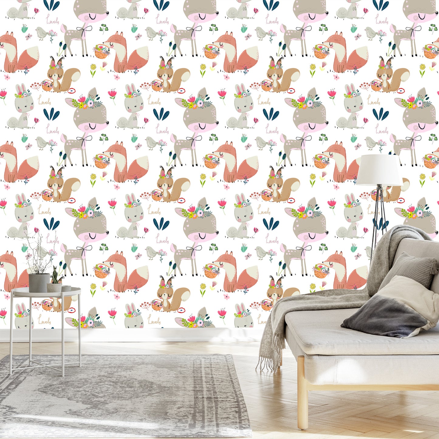 Wallpaper Forest Animals And Flowers