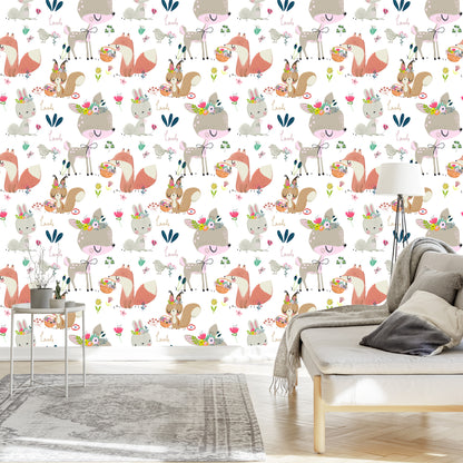 Wallpaper Forest Animals And Flowers