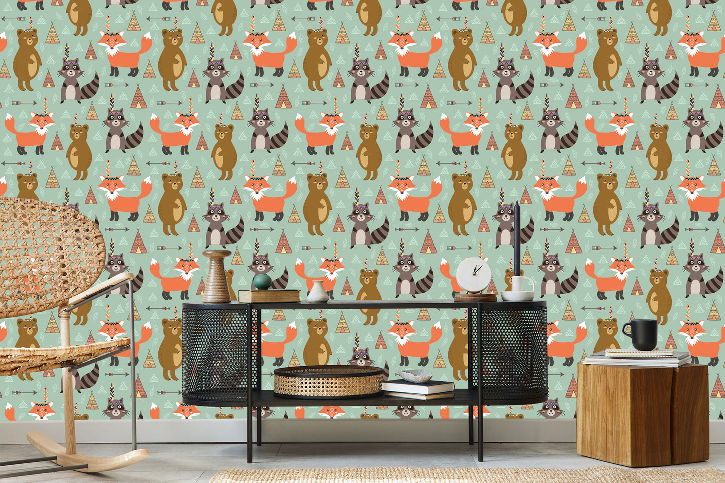 Wallpaper Fairytale Foxes Indians