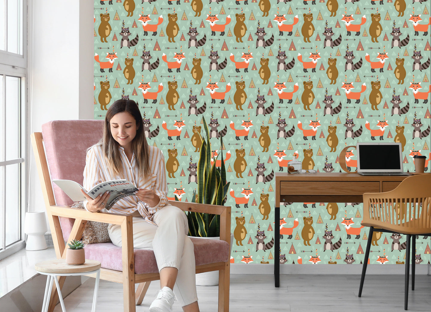 Wallpaper Fairytale Foxes Indians