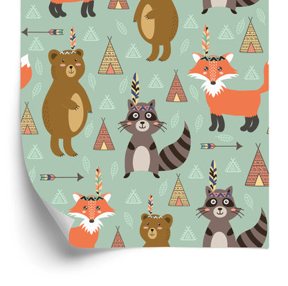 Wallpaper Fairytale Foxes Indians