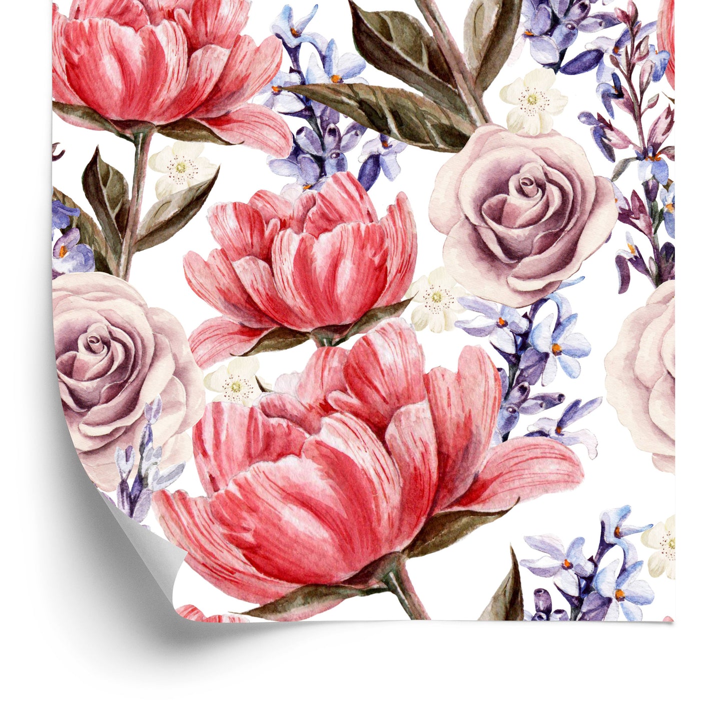 Wallpaper Roses, Peonies And Lavender