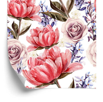 Wallpaper Roses, Peonies And Lavender