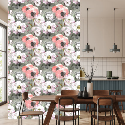 Wallpaper Vintage Poppy Roses