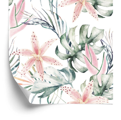 Wallpaper Tropical Orchids With Leaves