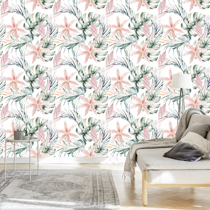 Wallpaper Tropical Orchids With Leaves