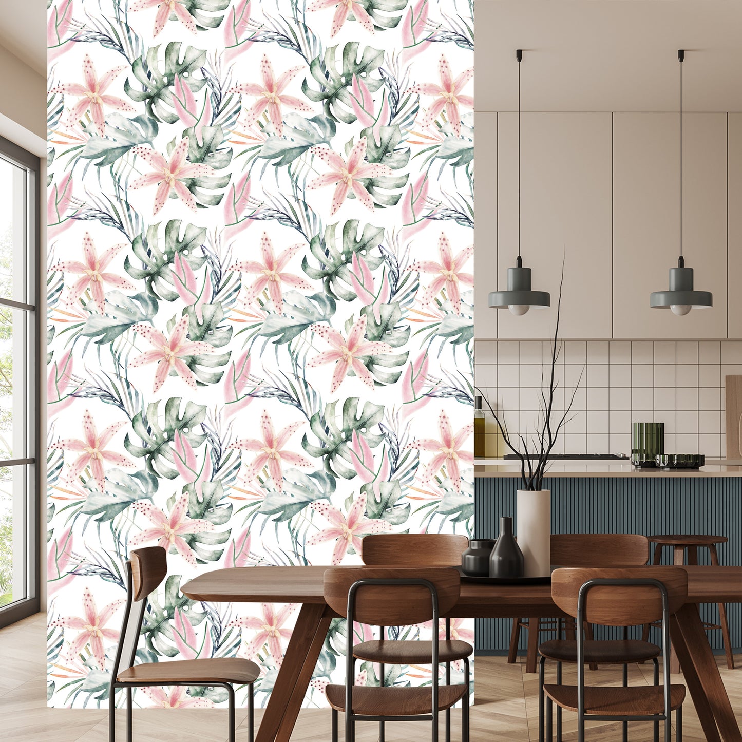Wallpaper Tropical Orchids With Leaves
