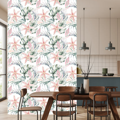Wallpaper Tropical Orchids With Leaves