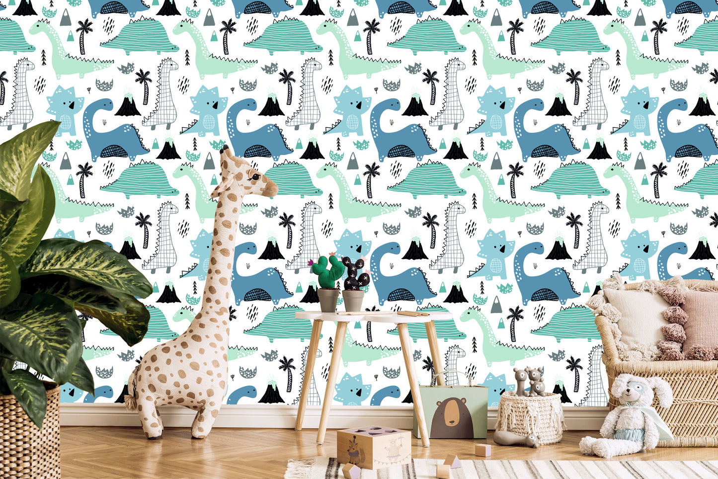 Wallpaper Blue Dinosaurs