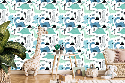 Wallpaper Blue Dinosaurs