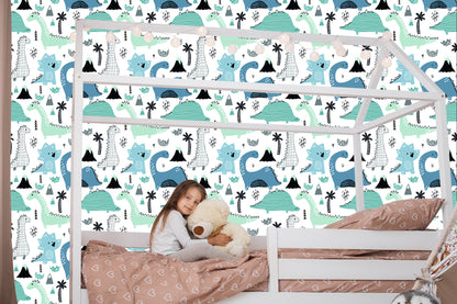 Wallpaper Blue Dinosaurs