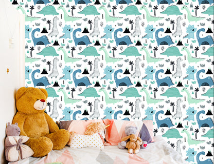 Wallpaper Blue Dinosaurs